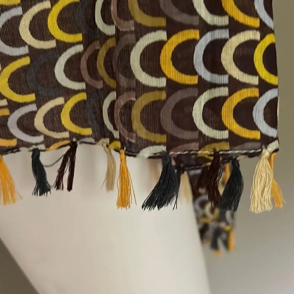 Linen Tassel Scarf Fall Colors - Picture 6 of 9